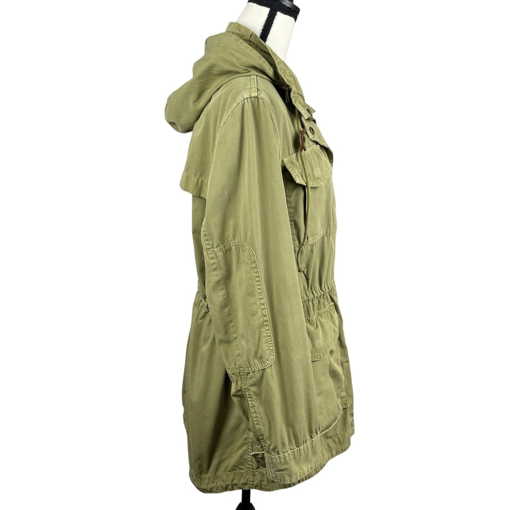J.Crew Women's Utility Jacket Large Olive Green Military Hooded Full Zip Cotton - Picture 6 of 14